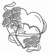 Roses Coloring Pages Crosses Getcolorings Heart Color sketch template