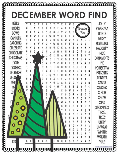 december word search poster puzzle growing play