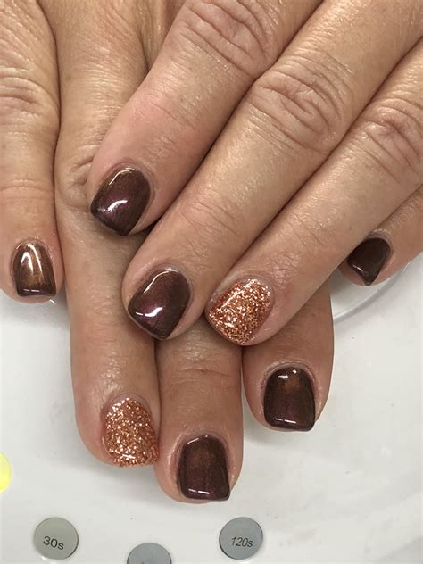 Fall Brown Cinnamon Glitter Gel Nails Light Elegance Furs And Dames And