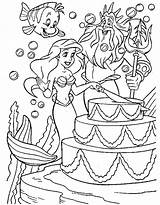 Coloring Pages Disney Princess Birthday Happy Mermaid Ariel Cake Printable Color Print Kids Popular Cartoon Choose Board sketch template