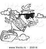 Coloring Migration Designlooter Cartoon Luggage Leishman Ron Traveling Flying Outline Bird Vector 175px 68kb sketch template