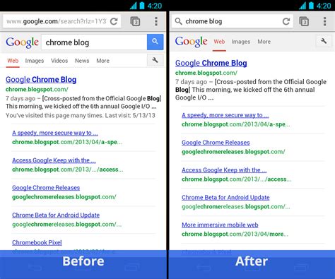 chrome  android  fullscreen mode  phones simplified searching  omnibox voice