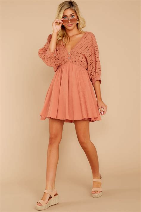 fly me home rose coral eyelet dress flowy lace dress