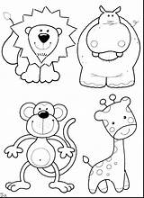 Jungle Animals Coloring Pages Preschool Getcolorings Baby sketch template