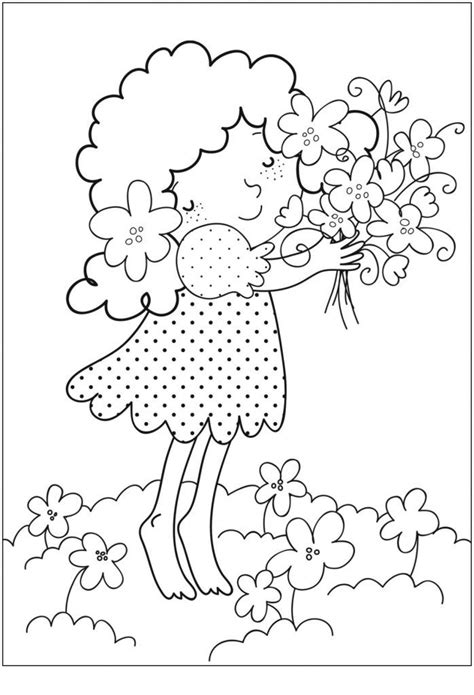 lovely girl  flowers  color flower coloring sheets rose coloring