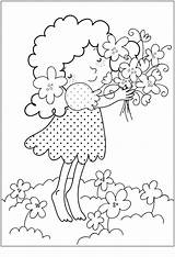 Flower Coloring Pages Color Girl Flowers Print sketch template