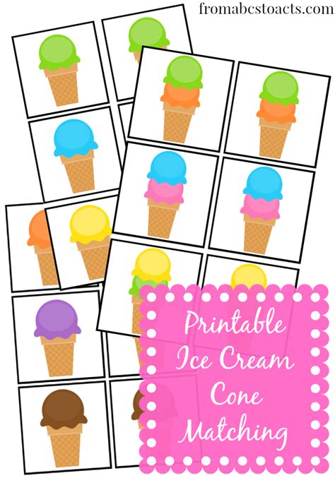 printable ice cream cone matching  abcs  acts