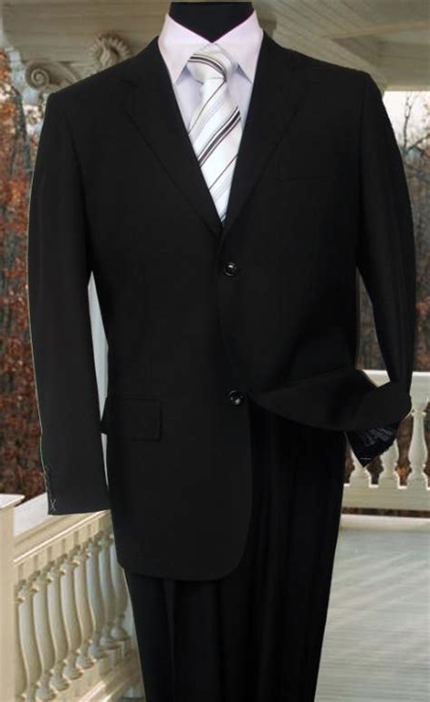 mens solid color black suit  button hand stitching