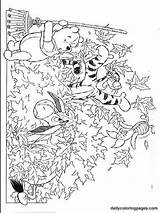 Coloring Pages Pooh Fall Winnie Disney Sheets Halloween Autumn Adult Printable Color Choose Board sketch template