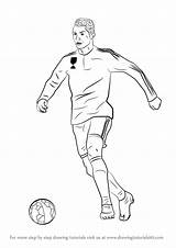 Ronaldo Cristiano Draw Sketch Drawing Cartoon Step Coloring Pencil Footballers Template Pages Getdrawings Paintingvalley sketch template