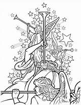 Coloring Pages Trumpet Door Knocking Jesus Stand Angel Call Am Christmas Goodsalt Getcolorings sketch template