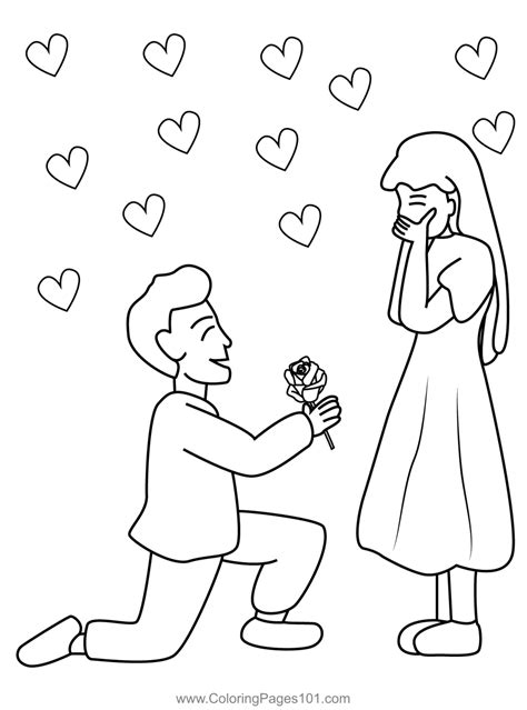 boy proposing girl coloring page  kids  valentines day