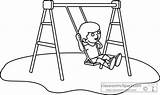 Swing Clipart Children Girl Outline Playground Set Clip Slide Kids Cliparts Down Library Sitting Google sketch template