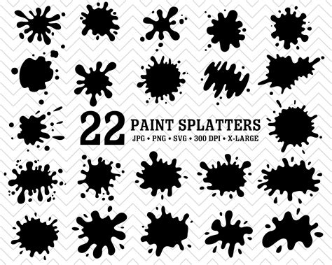 paint splatters clipart splatter silhouette jpg black etsy