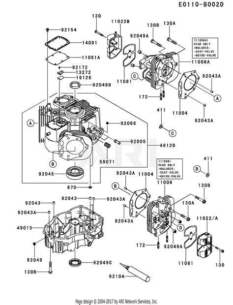 kawasaki fxv gs  stroke engine fxv parts diagram  cylindercrankcase