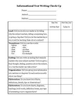 lucy calkins informational writing units  study checklist