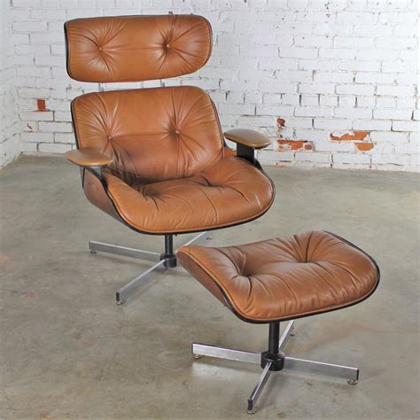 mid century modern plycraft eames style lounge chair ottoman saddle color warehouse