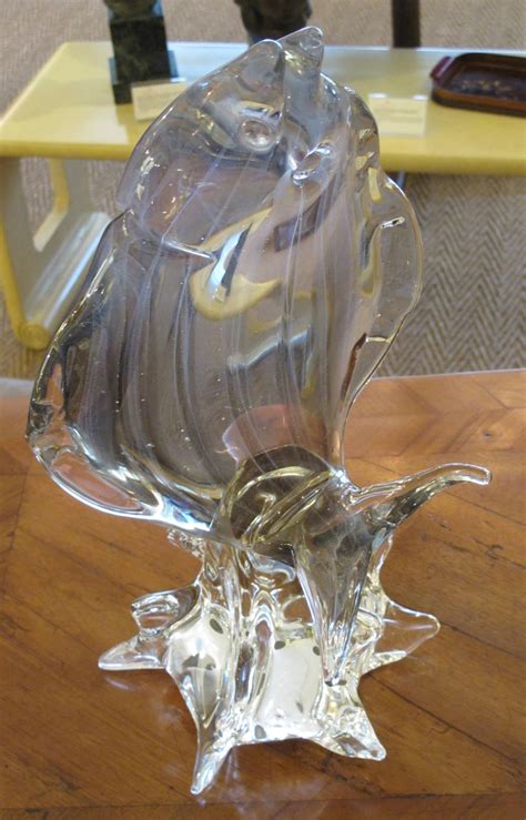 Large Scale Murano Clear Art Glass Sculpture Of A Leaping