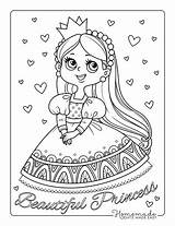 Princess Coloring Pages Cute Hearts Sheet Easy Kids Printable Printables Homemade Gifts Made sketch template