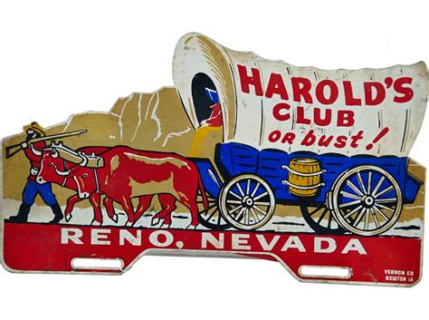 harold s club or bust tin advertisement sign