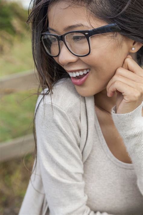 Chinese Asian Woman Wearing Glasses Stock Image Image Of Asian