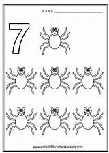 Number Coloring Pages Worksheets Preschool Bugs Numbers Color Spiders Spider Choose Board sketch template