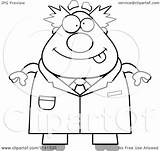 Chubby Scientist Male Happy Clipart Cartoon Outlined Coloring Vector Thoman Cory Royalty sketch template