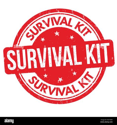 kit de supervivencia grunge sello de caucho sobre fondo blanco
