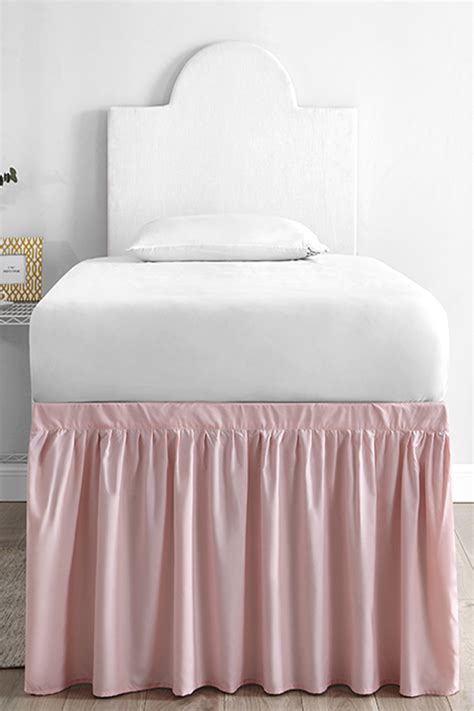 dorm sized bed skirt panel with ties rose quartz
