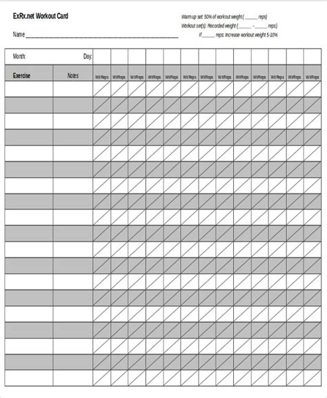 blank workout sheet samples  ms word