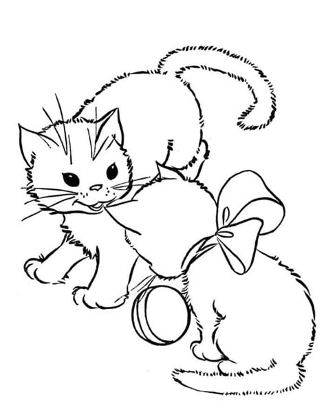 kitten playing coloring pages cat coloring page kitten images