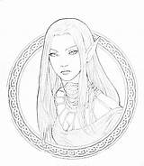 Coloring Elves Pages Elf Female Colours Colouring Wood Adult sketch template