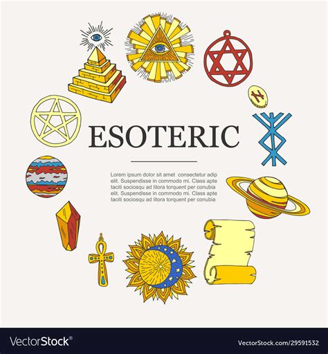 esoteric symbols  occult objects poster vector image