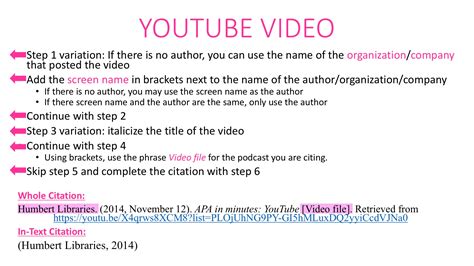 youtube video  text citation