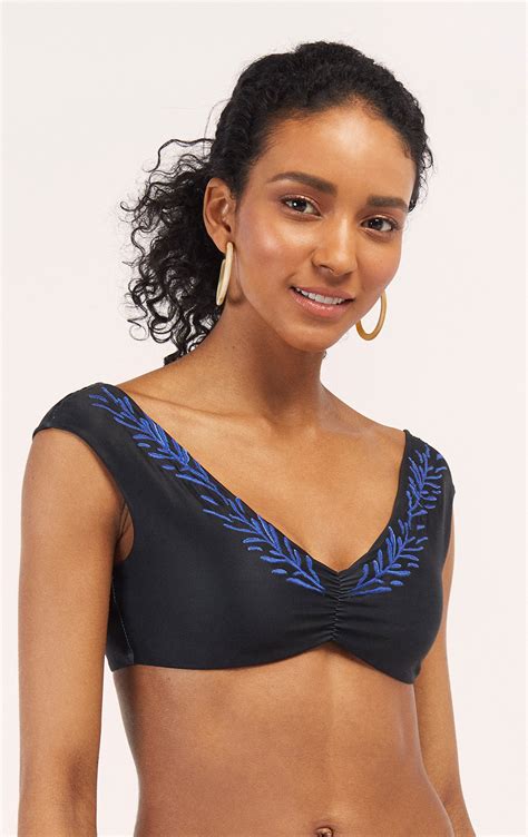 bi color bra bikini top with embroidery top aurora epoque marinho saha
