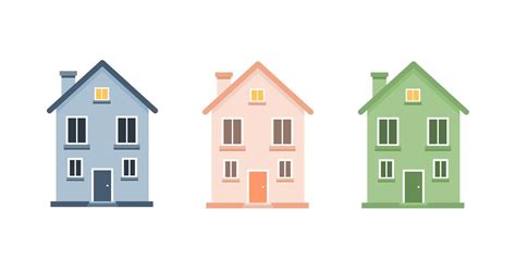 set  cute cartoon houses vector illustration  house colourful house flat houses