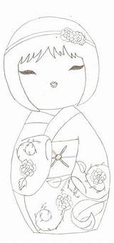 Kokeshi Matrioske Bambole sketch template