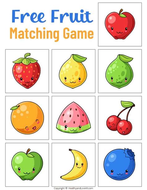 fruit matching game printable  diy kids activity