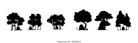 set trees silhouettes stock vector royalty   shutterstock