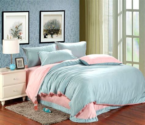 Luxury Pink Blue Bedding Set Sheets Queen Duvet Cover King