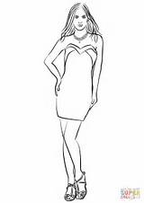 Coloring Dress Prom Short Pages Strapless Fashion Printable People Supercoloring sketch template