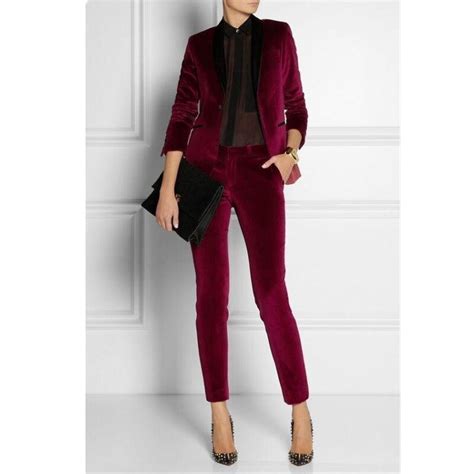 Women Pant Business Women S Tuxedo Red Velvet Wine Suits Business Suits