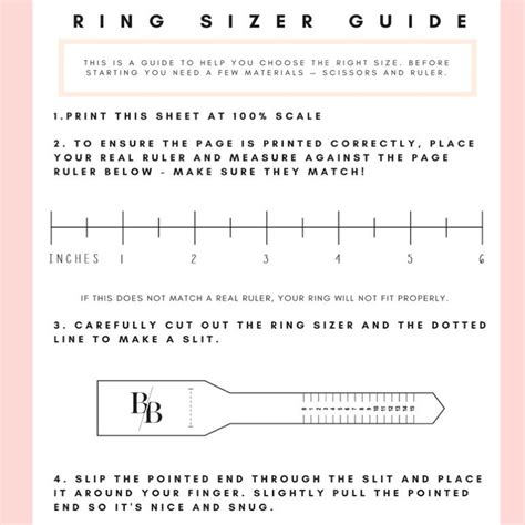 printable ring sizer find  ring size paper ring etsy