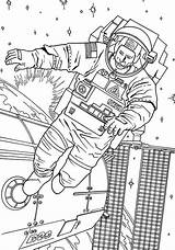 Astronaut Coloring Floating Pages Space Station Designlooter 1kb Wonder sketch template