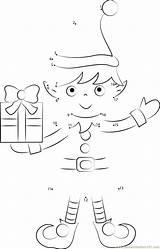 Christmas Elf Dot Dots Connect Worksheet Kids Printable sketch template