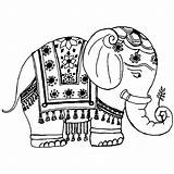 Elephant Coloring Indian Pages Template Drawing Elephants Drawings Decorated Sheets Bing Adults sketch template