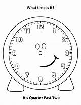 Quarter Past Intervals Clock Minute Kids Pages Coloring Two sketch template