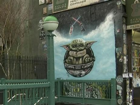 baby yoda greets commuters  east village subway station  york city ny patch