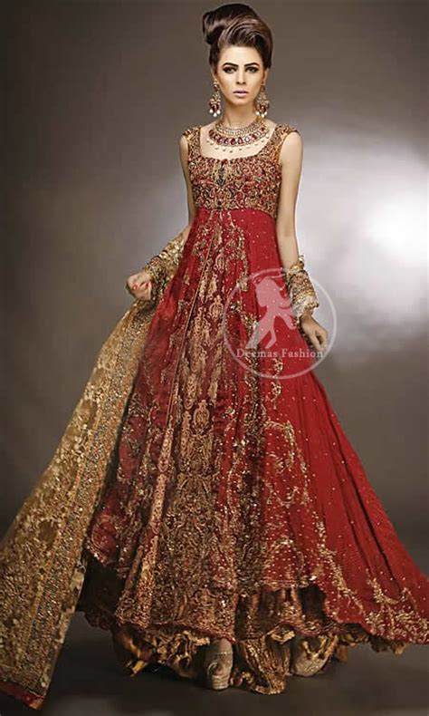 Red Double Layer Front Open Bridal Gown