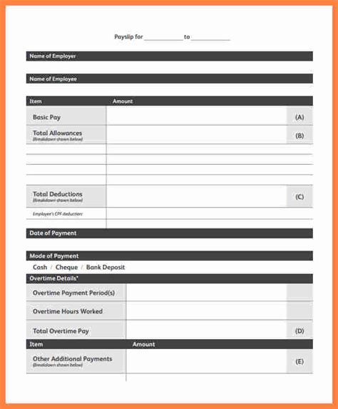 4 blank payslips template salary slip